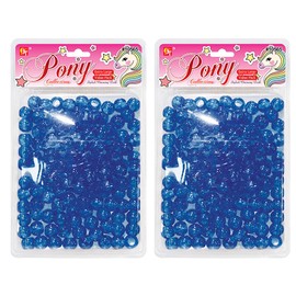 200 Pcs Beads Jewelry Making Kit DIY Hair Braiding Bracelet Ornaments Crafts Extra Large Round Sprinkles Pony +2 Beaders Included (Blue)