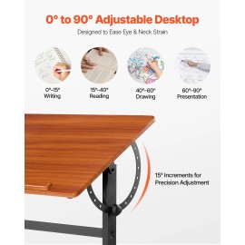 Adjustable 0-90 Degrees Tilt Portable Artist Table Black H-Frame with Brown Desktop Drafting Supplies-Adjustable Drawing DeskDefault: Default