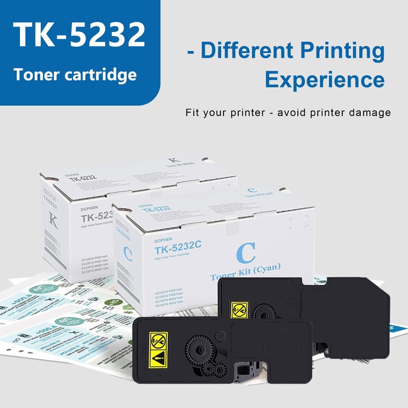 LOVPAIN TK5232 TK-5232 4-Color Toner Cartridge Set (4 Pack, 1BK/1C/1M/1Y)