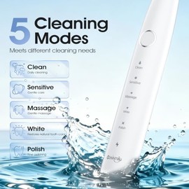 OasiSmile Cepillo de dientes eléctrico sónico, cepillo de dientes de 42000 VPM con 6 cabezales de cepillo y estuche de viaje, 5 modos con temporizador