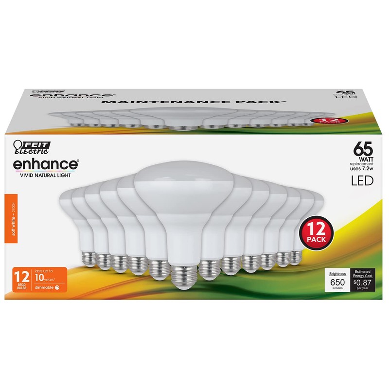 Feit Electric BR30 LED Light Bulb, 65W Equivalent, Dimmable, 650