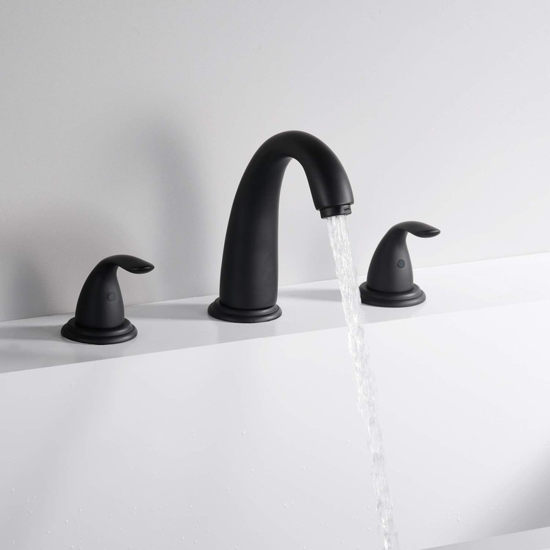 sumerain Matte Black Roman Tub Faucet with Valve, 3 Hole