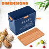 LIANYU Navy Blue Bread Box with Bamboo Cutting Board Lid,