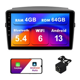 Android 13 4+64G Double Din Car Stereo for Toyota Sienna 2004-2010 with 9 Inches Touchscreen Radio Built-in Wireless Carplay/Android Auto/GPS/Bluetooth/FM/AUX-in/Steering Wheel Controls/Backup Camera