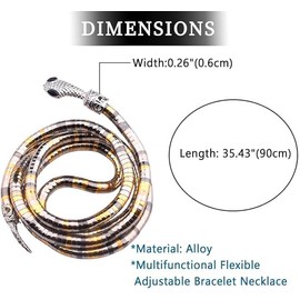 Nucalt Jewellery Snake Chain Snake Bangle Chain Silver Women's Headpiece Snake Bracelet Jewellery Bangle Upper Arm Men's Necklace for Women Men Medusa Make-Up Outfit, Alloy Steel, No