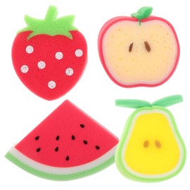 SAFIGLE Children's Fruit-Shaped Bath Sponge Set 4pcs PU Material Shower Balls for Boys and Girls Soft Lightweight Cartoon Design for Bath Time Fun
