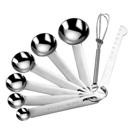 8 PCS Measuring Spoons, Dry and Liquid Ingredients, Durable and Dishwasher Safe - Premium Stainless Steel Measuring Spoons for Cooking and Baking