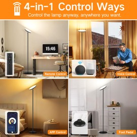 OUTON Smart LED Floor Lamp, 30W/3000LM Dimmable Bright Torchiere Sky Lamp Compatible with Alexa Google Home, WiFi Remote, Tall Standing Lamp with 4 Color Temperature for Living Room Bedroom Office