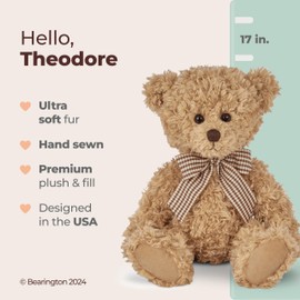 Bearington Theodore The Brown Teddy Bear Plush, 17 Inch Bear Stuffed Animal