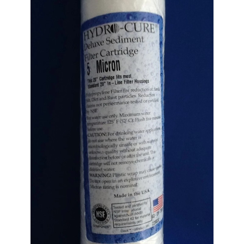 HYDRO CURE DELUXE 5 MICRON 20"x2.5" SEDIMENT FILTER - 6