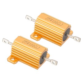 PATIKIL 25W 100 Ohm Aluminum Shell Resistor 2 Pack Aluminum Housing Resistor Housing Case Wire Wound Resistor Screw Tap Power Resistor 5% Tolerance Gold