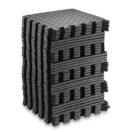 Philosophy Gym Pack of 36 Exercise Flooring Mats - 12 x 12 Inch Foam Rubber Interlocking Puzzle Floor Tiles - Black