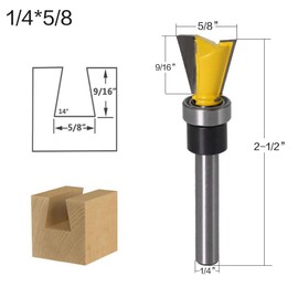 Gasea 2pcs 1/4-Inch Shank Dovetail Joint Bearing Router Bit Set for Woodworking Cutter 1/4 * 5/8, 1/4*1/2