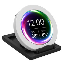 Liquid CPU Cooler LCD Display, 2.8in Round AIO RGB CPU Liquid Cooler Screen, Temperature Displayed CPU Cooler, All in One Liquid Cooler Circular LCD Display for Desktop Chassis