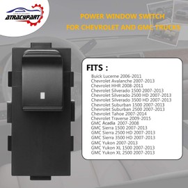 Power Window Switch Passenger Front Right, Rear Left or Right | Window Buttons | Fits GMC Acadia, Sierra, Chevy Silverado, Tahoe & More Year Model 2006-2015 | #22895545, 15888174
