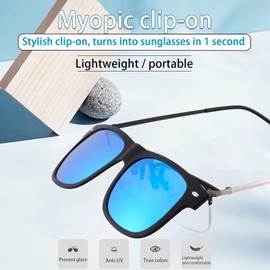 LUFF Polarised Sunglasses with Clip-on Sunglasses for Men/Women with Flip-Up Polarised Sunglasses Fits Over Glasses/Readers/Outdoor Sports, 140-Blue