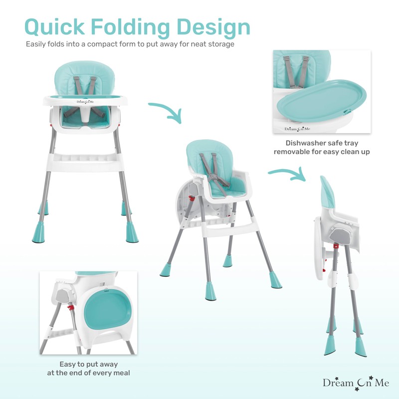 Dream On Me Portable 2-in-1 Tabletalk High Chair, Convertible Compact