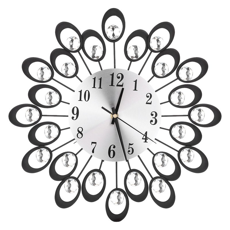 European Style Flower Clock Iron Art Battery Operated Mute Easy