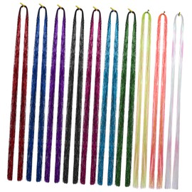 PACKOVE 20Pcs Colorful Hair Tinsel Extensions Sparkling Hair Strands for Braiding Vibrant Colors for Hair Ropes and Personal Style Exploration
