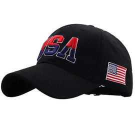 Unisex Baseball Cap Vintage Embroidery USA Baseball Hat Leisure Cap Baseball Cap Hat Caps Cap Sun Hat Sports Cap for Men and Women, black
