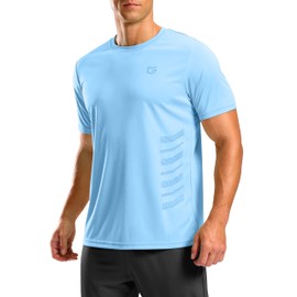 G Gradual Men's Workout Shirts Quick Dry Athletic Running T-Shirts Lightweight Moisture Wicking Short Sleeve Sports Gym Tops(Haze Blue,XL)