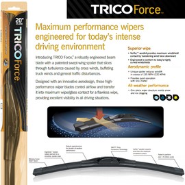 Premium Beam Wiper Blades for 1991 Ford Bronco Set Trico Force Beam Blades Wipers Set Bundled with MicroFiber Interior Car Cloth