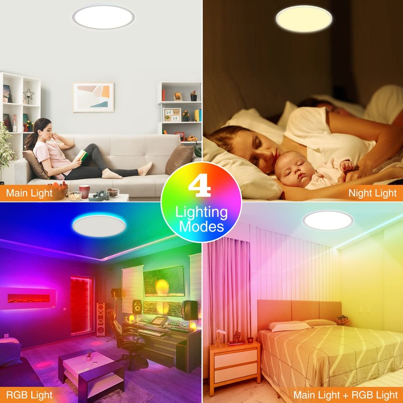 Peasur 25CM LED Ceiling Light 3000-6000K, 24W 3200LM Bathroom Light