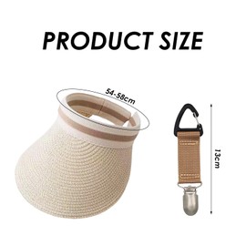 TVSVKWE 1 Straw Woven Hat And 1 Hat Clip, Wide Brim Sun Hat, Simple Beach Hat, Outdoor Sun Protection Supplies.