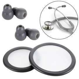 Stethoscope Bell Diaphragm Cover and Eartips Replacement Parts Compatible with Littmann Stethoscope Replacement Kit Fits Classic 3, Cardiology 3 & Cardiology 4 Stethoscope(grey)