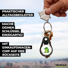 Huuraa Keyring Crocodile Comic Gift Shopping Trolley Token Crocodile Gift Idea, Metal with faux leather, Unit size