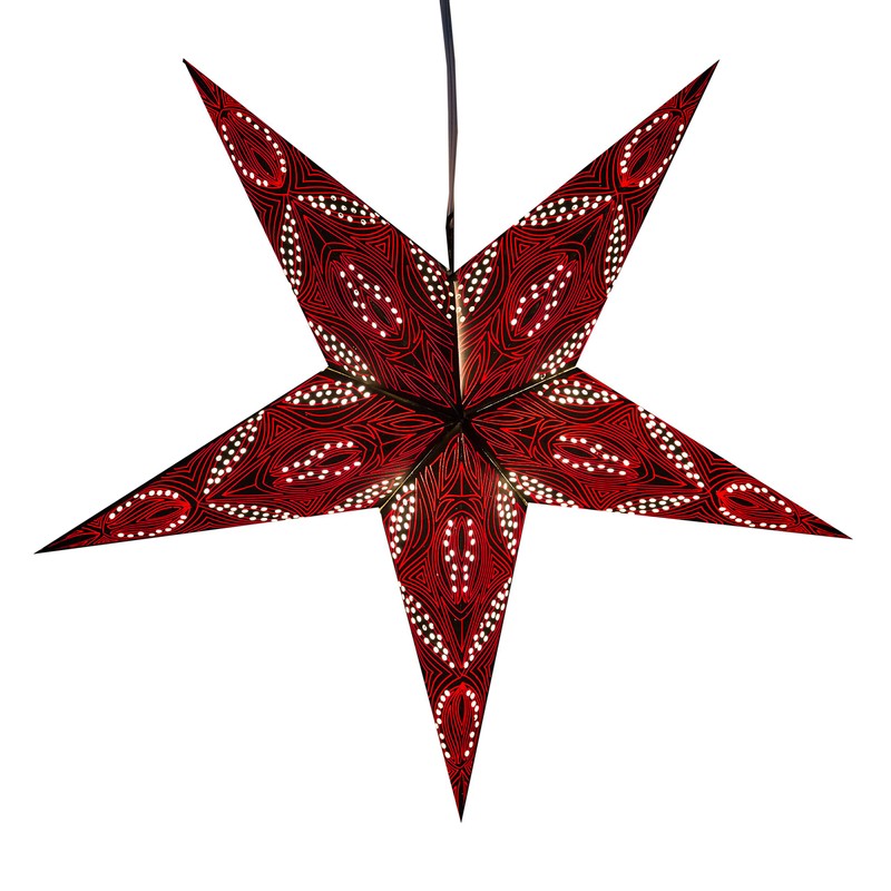 Morse Code Paper Star Lantern with 12 Foot Power Cord