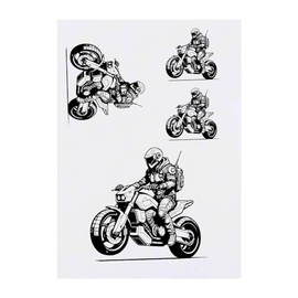 Azeeda 4 x 'Cyberpunk-Nomade auf Motorrad' Temporäre Tattoos - Wasserfest, Hautfreundlich & Ungiftig · Transfers in Verschiedenen Größen (TO00069378)
