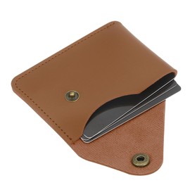 PATIKIL Slim Leather Card Holder with Snap Closure, Leather Front Pocket Wallet Card Case Holder for Cash Coin Men and Women Business Office, Brown