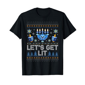 Happy Hanukkah Menorah Let's Get Lit Hanukkah Men Women Kids T-Shirt