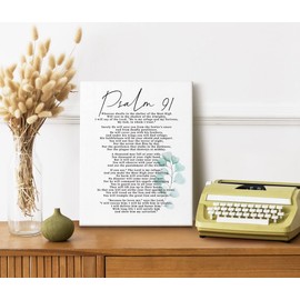 Psalms 91 Wall Art, Psalms 91 Christian Decor, Scripture Wall Decor, Spiritual Wall Decor Sign, Scripture Signs for Home or Office Decor, Christian Canvas Wall Art, Christian Decor Saying 12X15