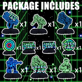 Laser Tag Party Decorations - Neon Laser Tag Honeycomb Centerpieces for Kids' Laser Tag Birthday and Baby Shower Table Decor