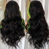 Heberac 13x3 Fluorescent Green Highlights Synthetic Lace Front Wigs body