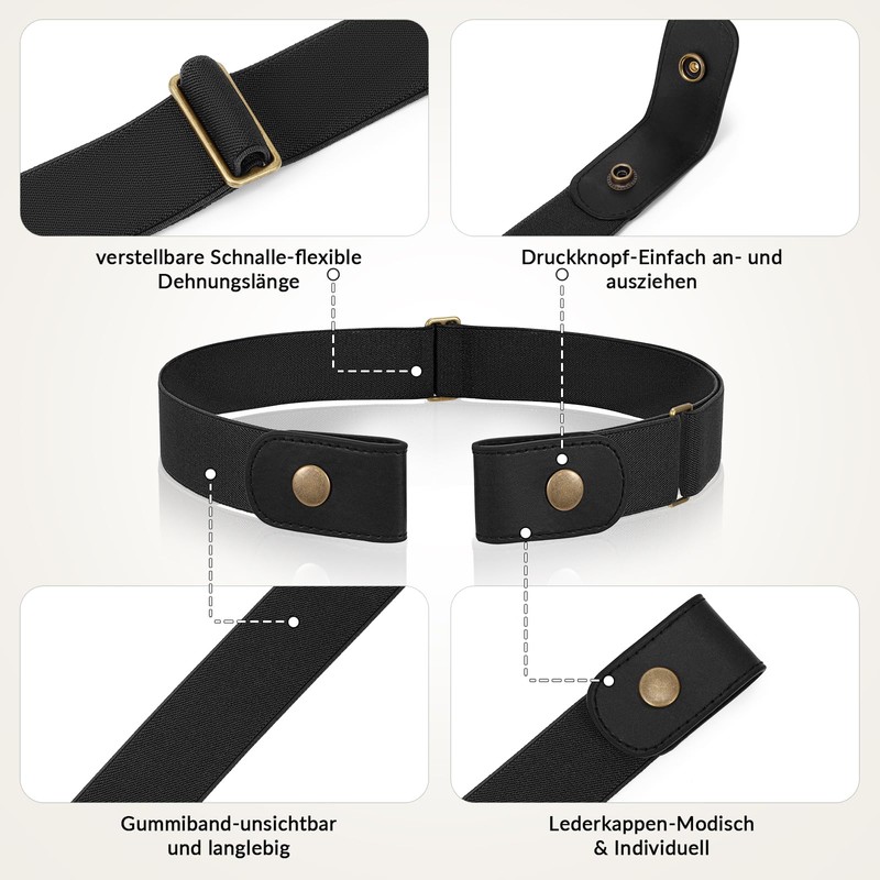 SANSTHS Pack of 2 Belt Without Buckle Women Men Elastic