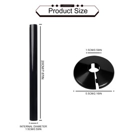 10 PCS Radiator Pipe Covers and Pipe Collars Black 200mm x 15mm Pipe Snap On PVC Plastic Radiator Caps 15mm Pipe Covers Thickened Radiator Sleeves
