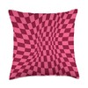 Pink and Red Twisted Checkered Trippy Swirl Checkerboard Throw Pillow