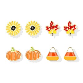 4-10 Pairs Thanksgiving Earrings for Womens Fall Stud Earrings