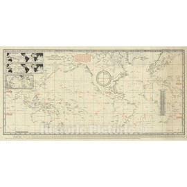 Historic Map - Wall Map, Gatty's Combined World and Star Chart for Emergency Navigation 1943 - Vintage Wall Art - 24in x 12in