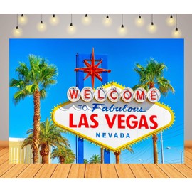 CORFOTO 7x5ft Welcome to Las Vegas Sign Backdrop Las Vegas Party Backdrop Casino Poker Party Photography Background Happy Birthday Party Decorations Banner Photo Booth