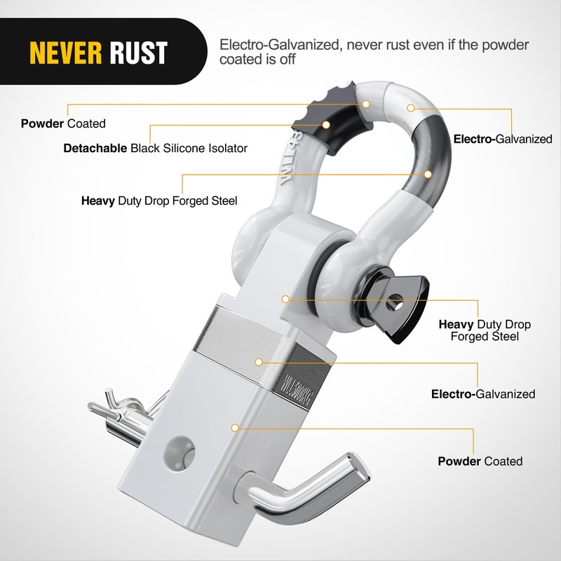 Nilight Shackle Hitch Receiver 2Inch 45000 LBs Breaking Strength 3/4"