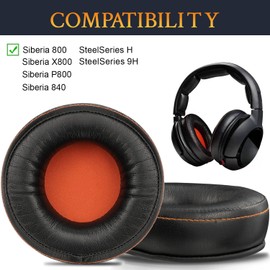 SOULWIT Professionelle Ersatz Ohrpolster für SteelSeries Siberia 800 (X800, P800), Siberia 840, SteelSeries H, 9H Gaming Headset, mit Weicherem Protein-Leder (Schwarz)