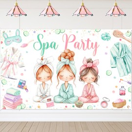 Avezano - Banner de fiesta de spa, decoración de fiesta de cumpleaños, para niñas, mujeres, día de spa, maquillaje, pijama, fiesta de pijama, fiesta de cumpleaños, decoración (6 x 4 pies)