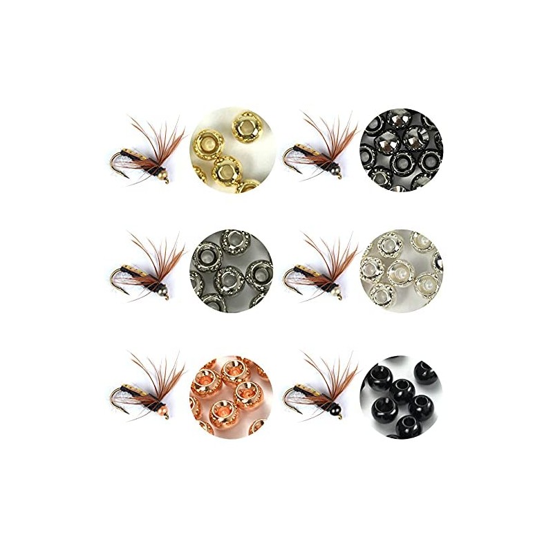 Aventik 50pc Brass Beads Tapered Hole Fly Tying Materials Lure