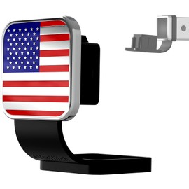 eVerHITCH - Inserto universal de enchufe de tubo de enganche de remolque con bandera americana, se adapta a receptores de 2 pulgadas (rojo, azul y cromo)