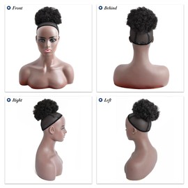 YAMEL Afro Puff Drawstring Ponytail Medium Bun Extensions Blackish Brown Synthetic Updo Hair Pieces for Black Women