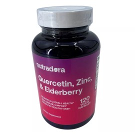 Nutradora Quercetin Zinc & Elderberry 1000mg Per Serving Veggie Capsules